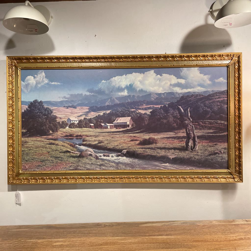 House Nestled in Valley Photo in Large Scalloped Frame