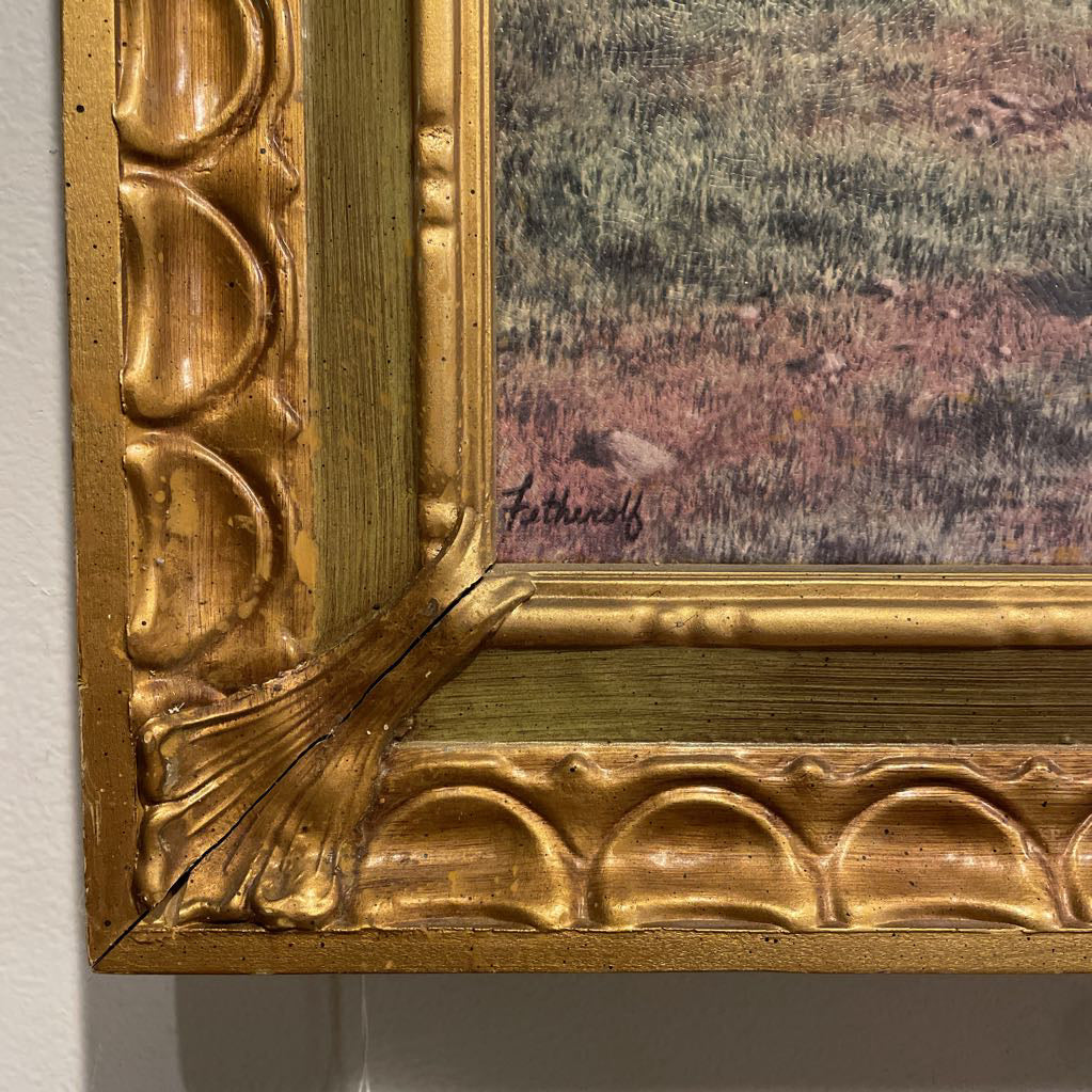 House Nestled in Valley Photo in Large Scalloped Frame
