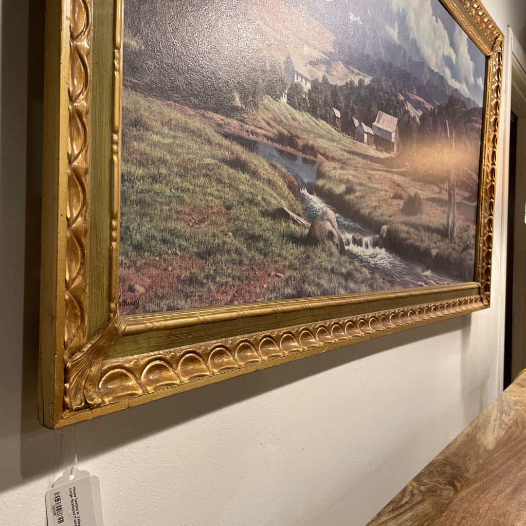 House Nestled in Valley Photo in Large Scalloped Frame