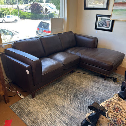 Karlstad Mocha Leather RAF Chaise Sectional