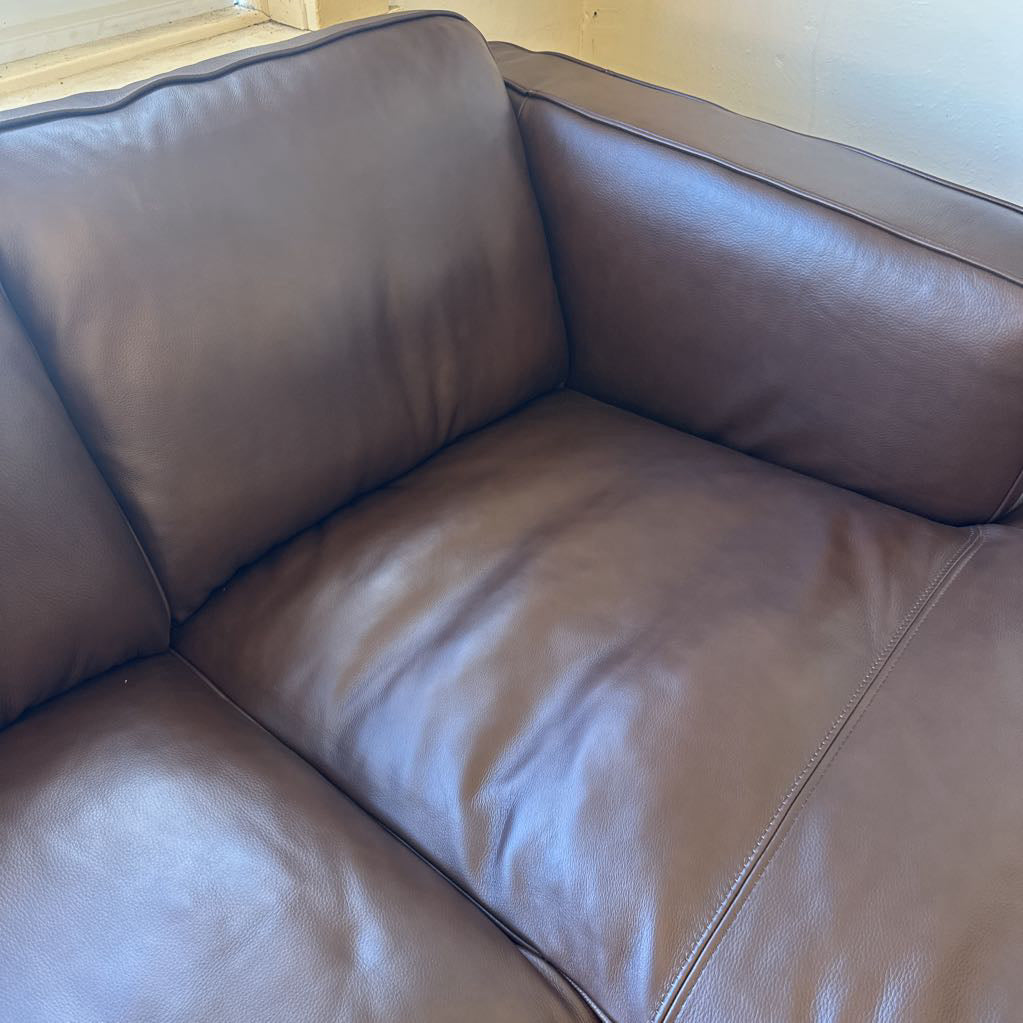 Karlstad Mocha Leather RAF Chaise Sectional