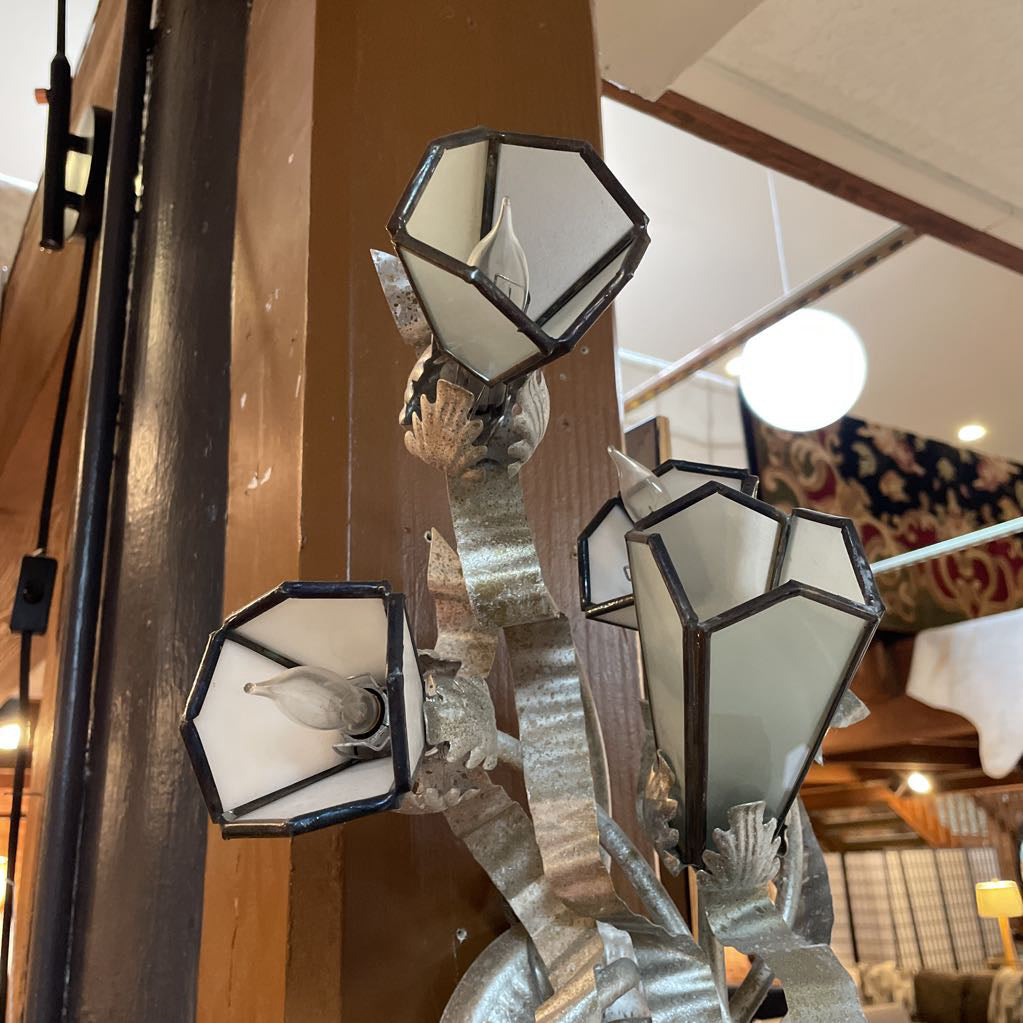 Ornate Geometric 7 head Stained Glass Light Fixture LAMPS