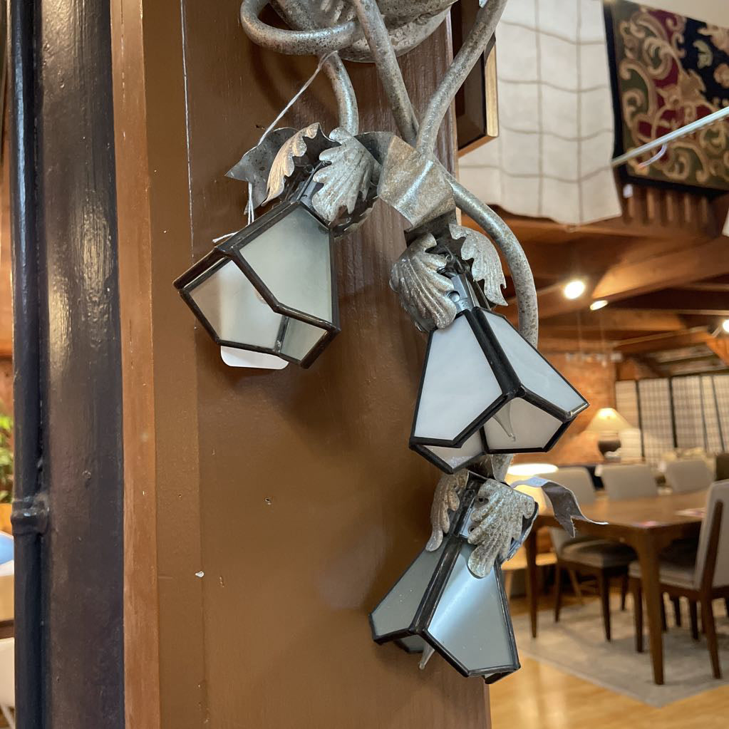 Ornate Geometric 7 head Stained Glass Light Fixture LAMPS