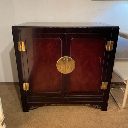 Dark Lacquered Wood w/ Gold Accent Two Door Cabinet C CABINETS