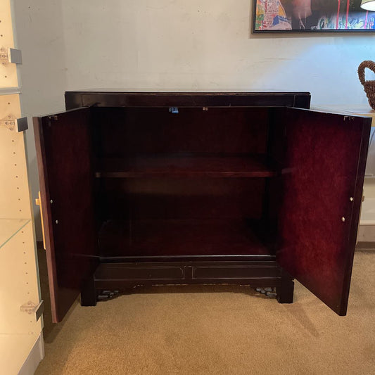 Dark Lacquered Wood w/ Gold Accent Two Door Cabinet C CABINETS