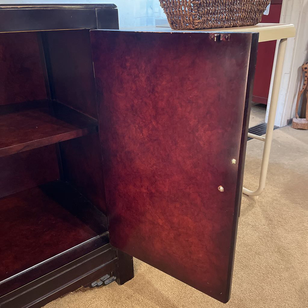 Dark Lacquered Wood w/ Gold Accent Two Door Cabinet C CABINETS