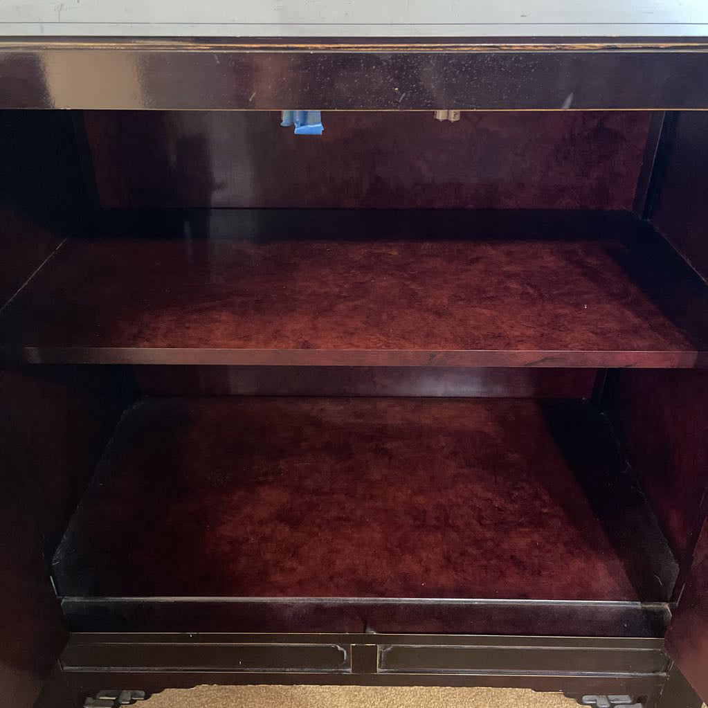 Dark Lacquered Wood w/ Gold Accent Two Door Cabinet C CABINETS