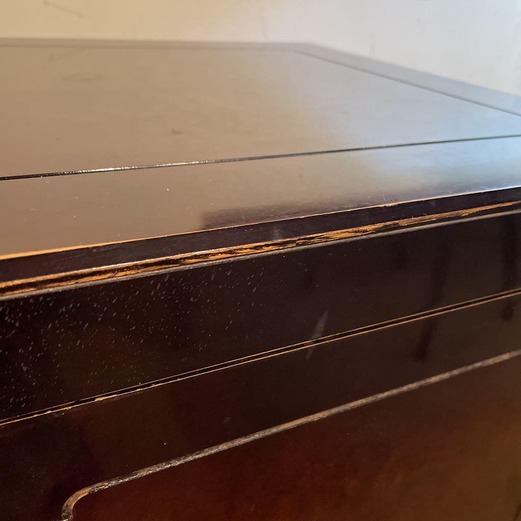 Dark Lacquered Wood w/ Gold Accent Two Door Cabinet C CABINETS