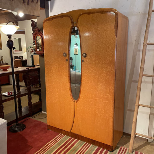 Blonde Birds Eye Wood w/ Center Mirror Armoire C HIGHBOYS