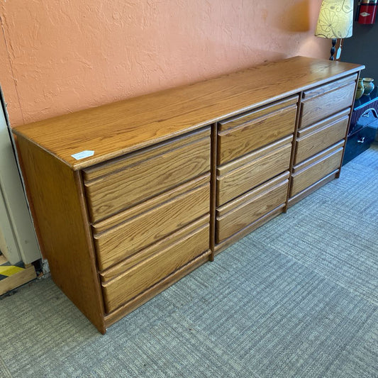 9 Drawer Oak Lowboy C LOWBOYS