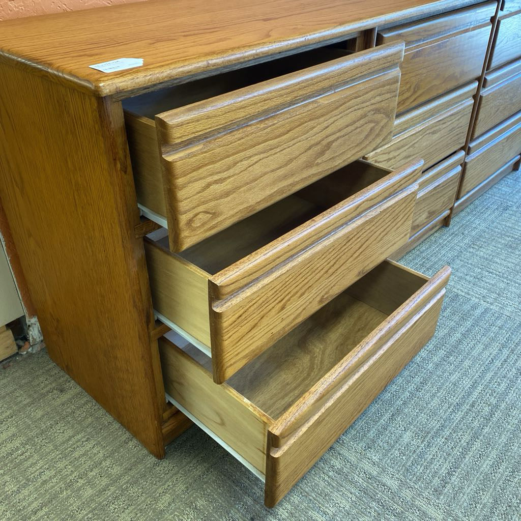 9 Drawer Oak Lowboy C LOWBOYS