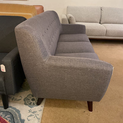 3 Seat Button Back Blue Gray Sofa
