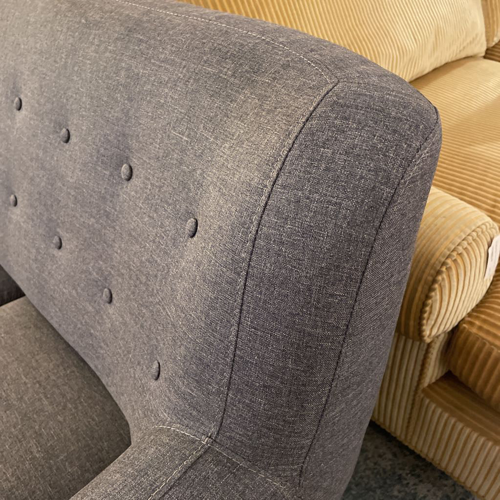 3 Seat Button Back Blue Gray Sofa