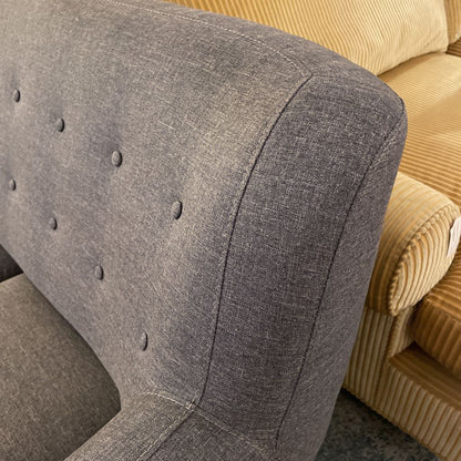 3 Seat Button Back Blue Gray Sofa
