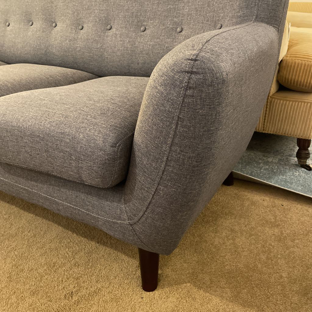 3 Seat Button Back Blue Gray Sofa