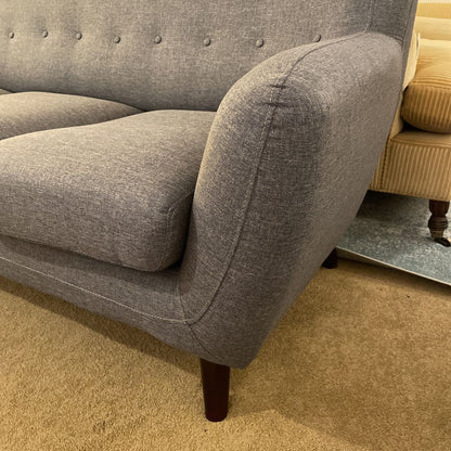 3 Seat Button Back Blue Gray Sofa