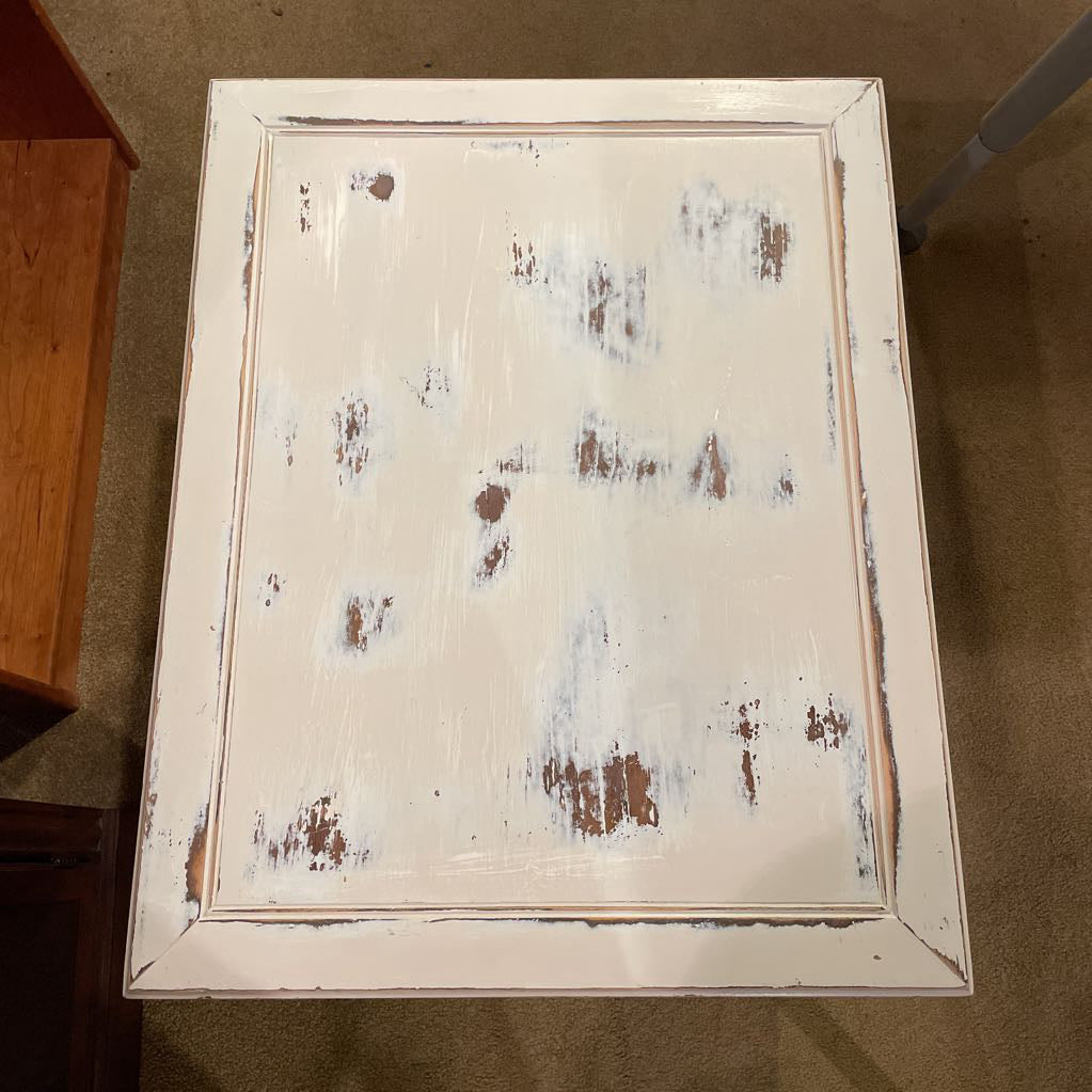 Painted White One Drawer Carved Side Table C SIDE TABLES