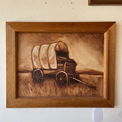 Covered Wagon Art in Wooden Frame