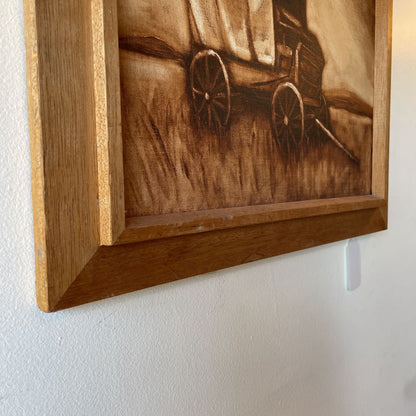 Covered Wagon Art in Wooden Frame