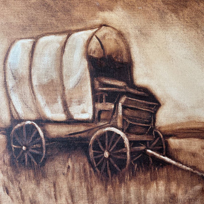 Covered Wagon Art in Wooden Frame