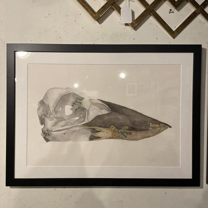 Watercolor Bird Skull Art ART
