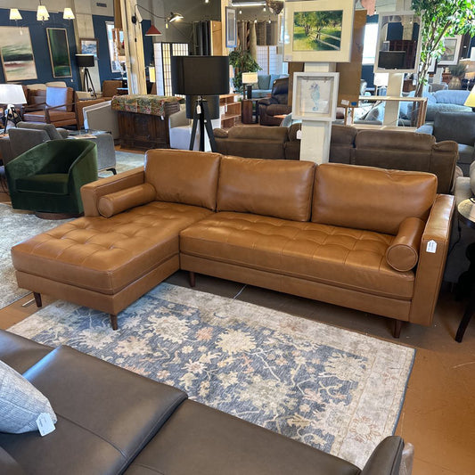 Malmo Chestnut Leather LAF Chaise Sectional U SECTIONALS LAF