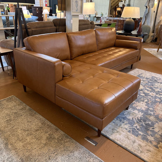 Malmo Chestnut Leather LAF Chaise Sectional