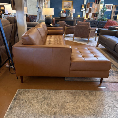 Malmo Chestnut Leather LAF Chaise Sectional U SECTIONALS LAF