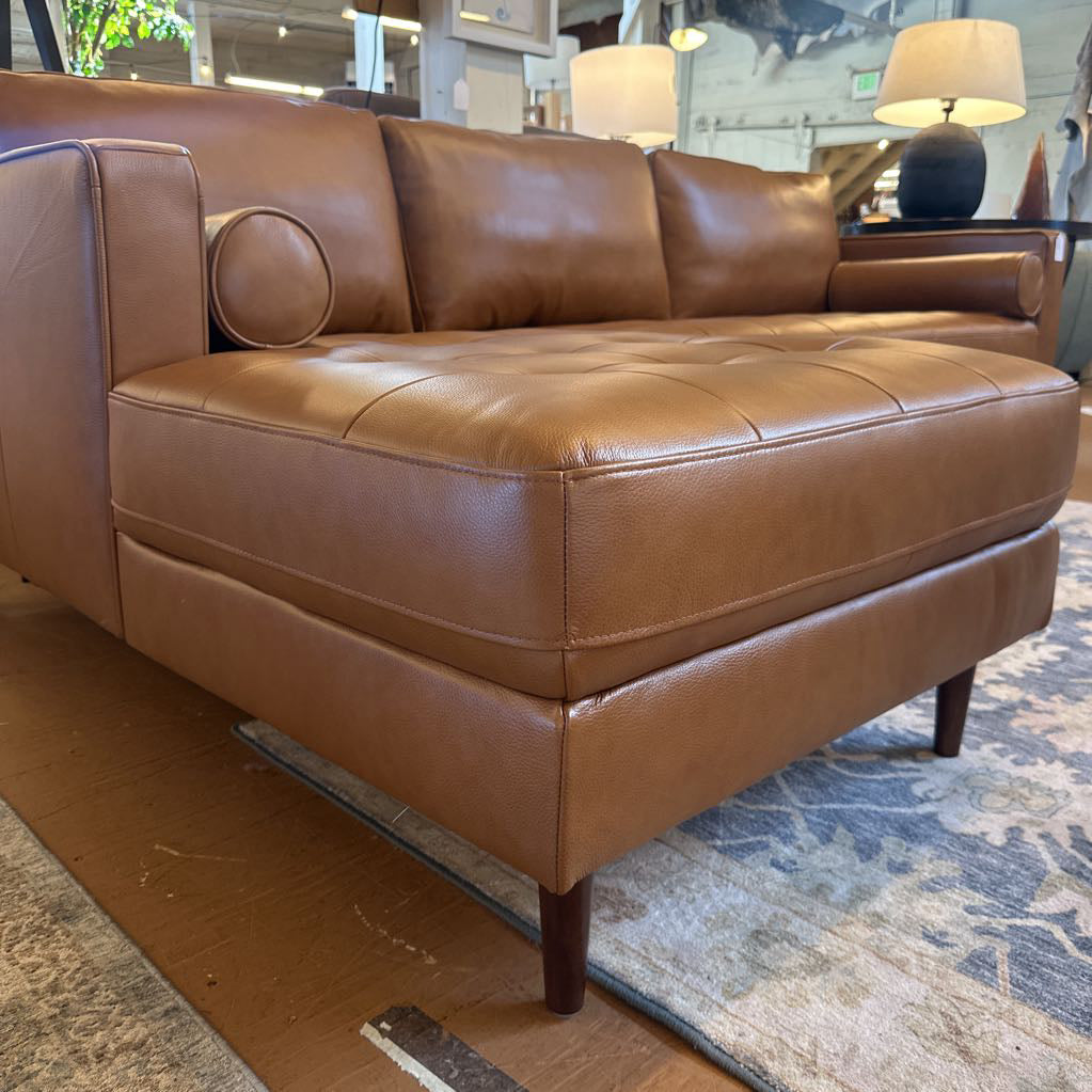 Malmo Chestnut Leather LAF Chaise Sectional U SECTIONALS LAF