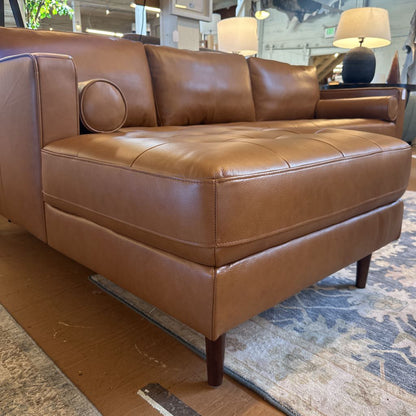 Malmo Chestnut Leather LAF Chaise Sectional U SECTIONALS LAF