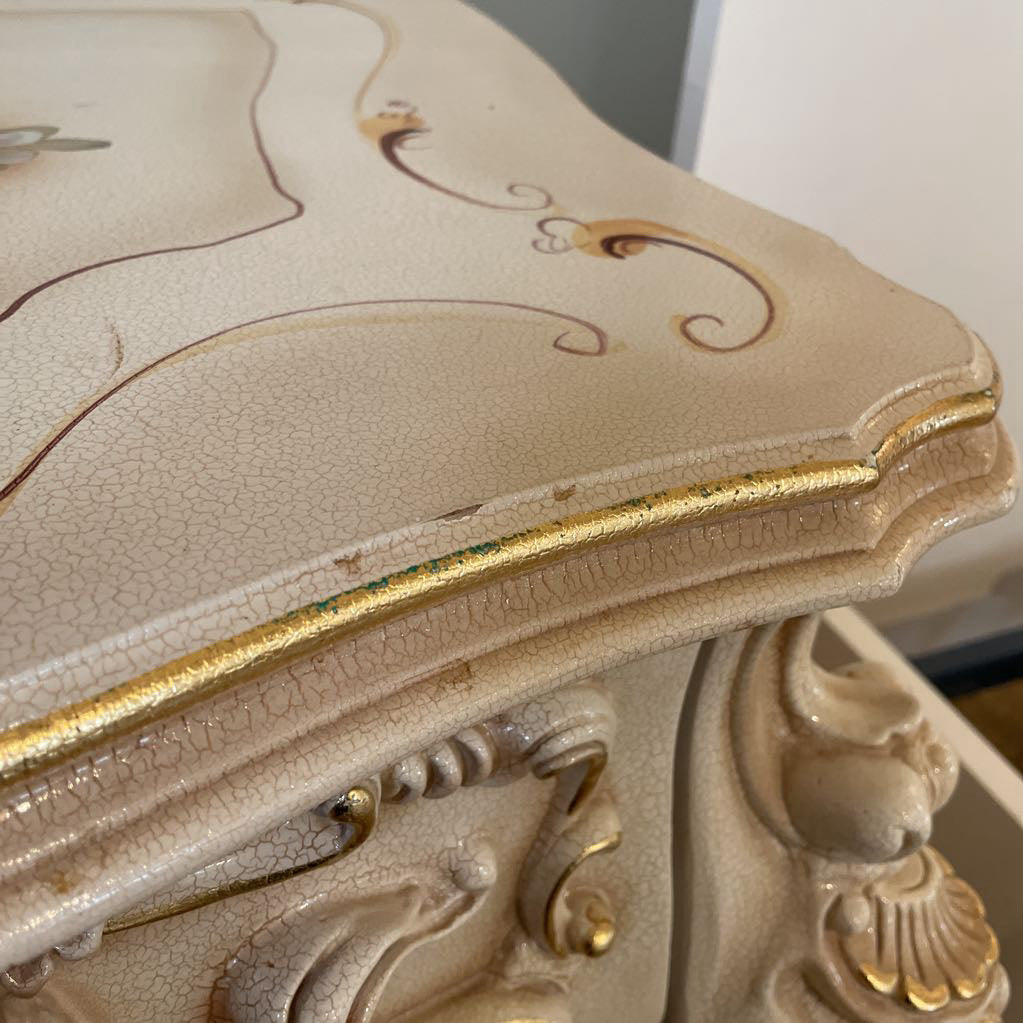 Ornate Rococo Style 3 Drawer Nightstand w/ Floral Motifs – Ballard