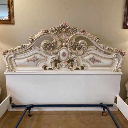 Ornate Rococo Style Queen Bed Frame w/ Floral Motifs C BED FRAMES