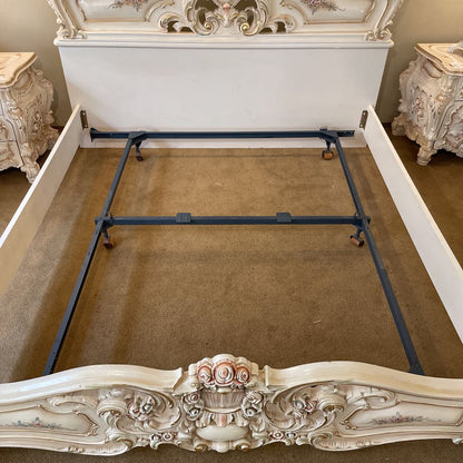Ornate Rococo Style Queen Bed Frame w/ Floral Motifs C BED FRAMES