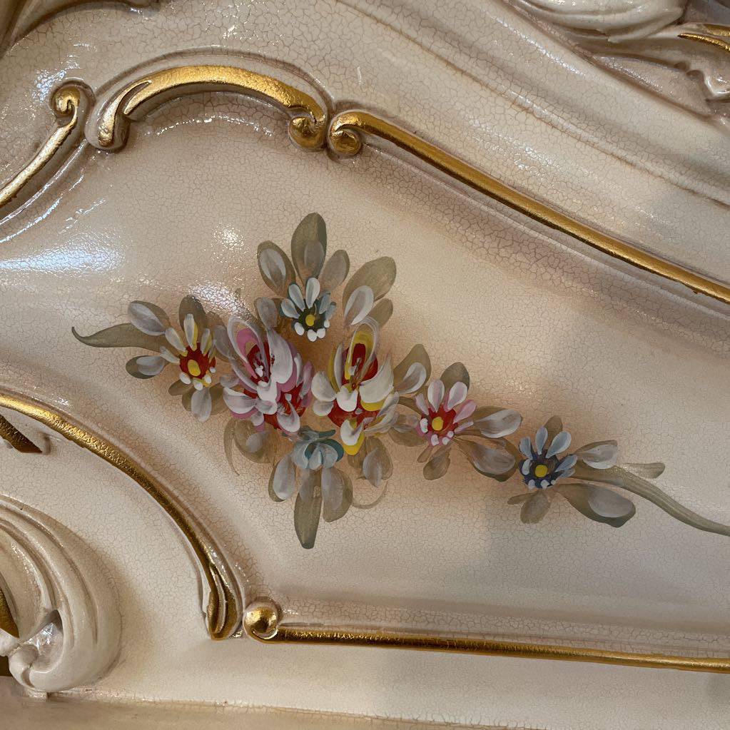 Ornate Rococo Style Queen Bed Frame w/ Floral Motifs C BED FRAMES