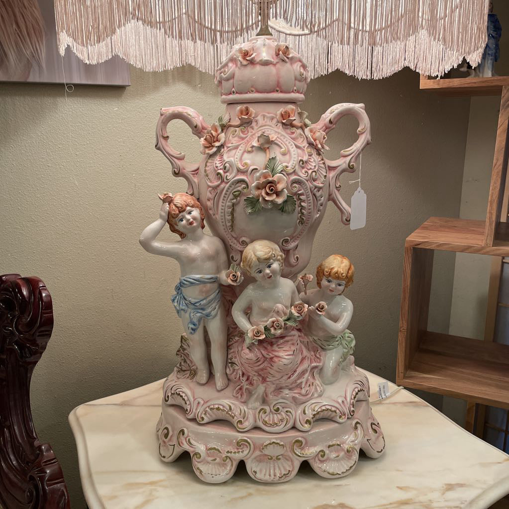 Italian Capodimonte Pink Cherub Table Lamp – Ballard Consignment