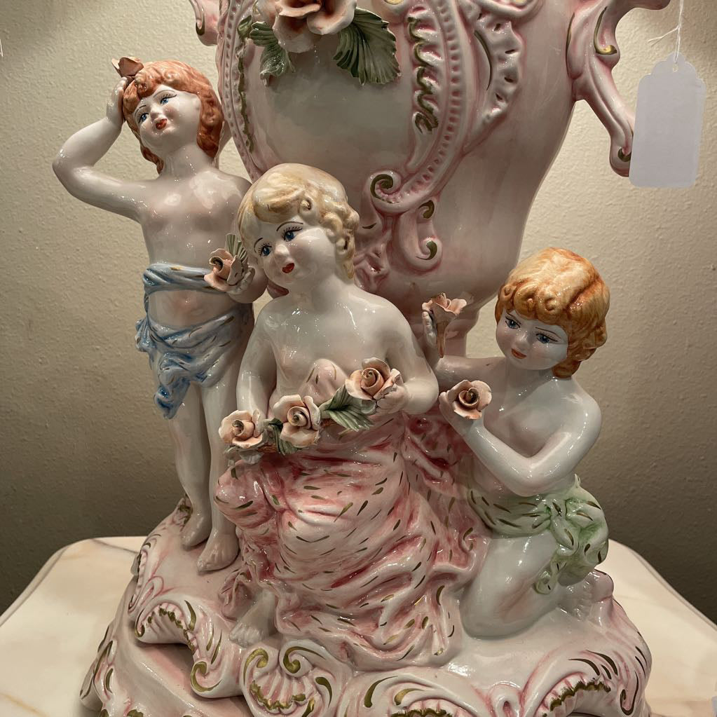 Italian Capodimonte Pink Cherub Table Lamp – Ballard Consignment