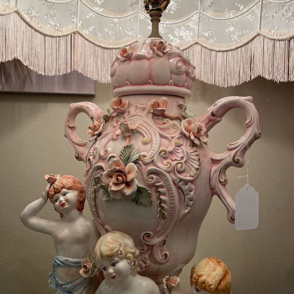 Italian Capodimonte Pink Cherub Table Lamp – Ballard Consignment