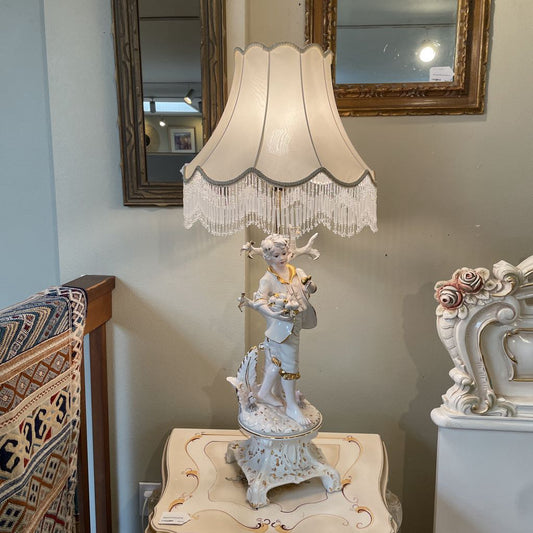 Italian Capodimonte Style Figure Holding Fruits Table Lamp LAMPS