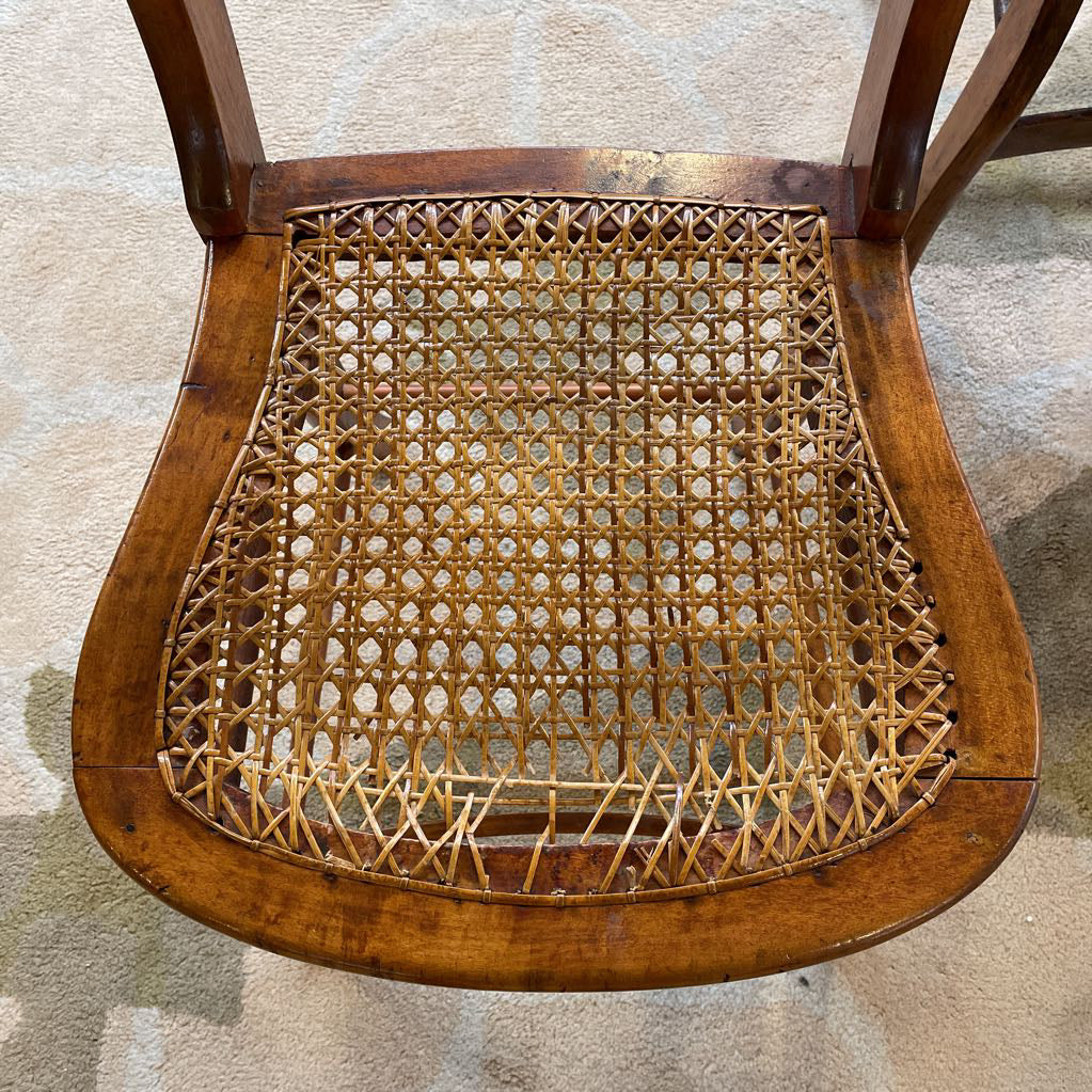 Rattan Seat Vintage Scalloped Ladder Back Dining Chairs SET of 4 C DINING CHAIRS