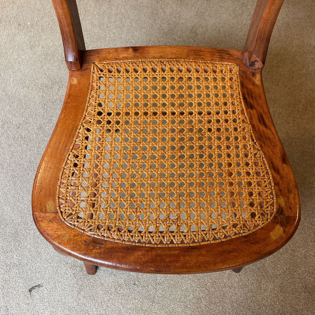 Rattan Seat Vintage Scalloped Ladder Back Dining Chairs SET of 4 C DINING CHAIRS