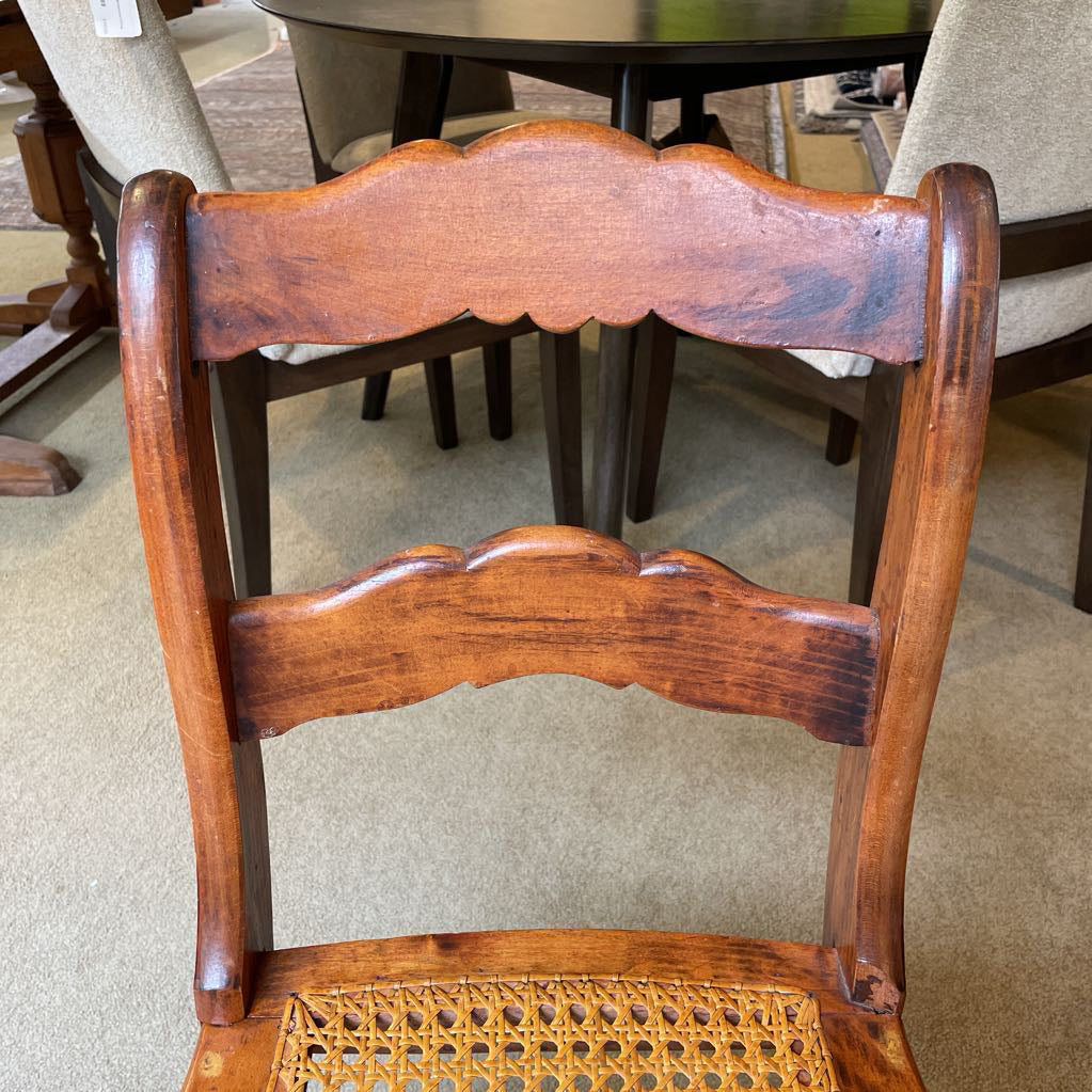 Rattan Seat Vintage Scalloped Ladder Back Dining Chairs SET of 4 C DINING CHAIRS