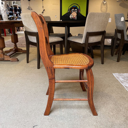 Rattan Seat Vintage Scalloped Ladder Back Dining Chairs SET of 4 C DINING CHAIRS