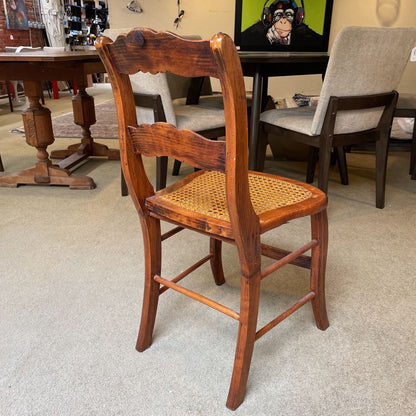 Rattan Seat Vintage Scalloped Ladder Back Dining Chairs SET of 4 C DINING CHAIRS