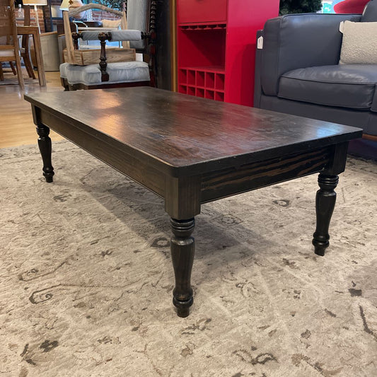 Dark Wood Rectangular Turn Leg Coffee Table C COFFEE TABLES
