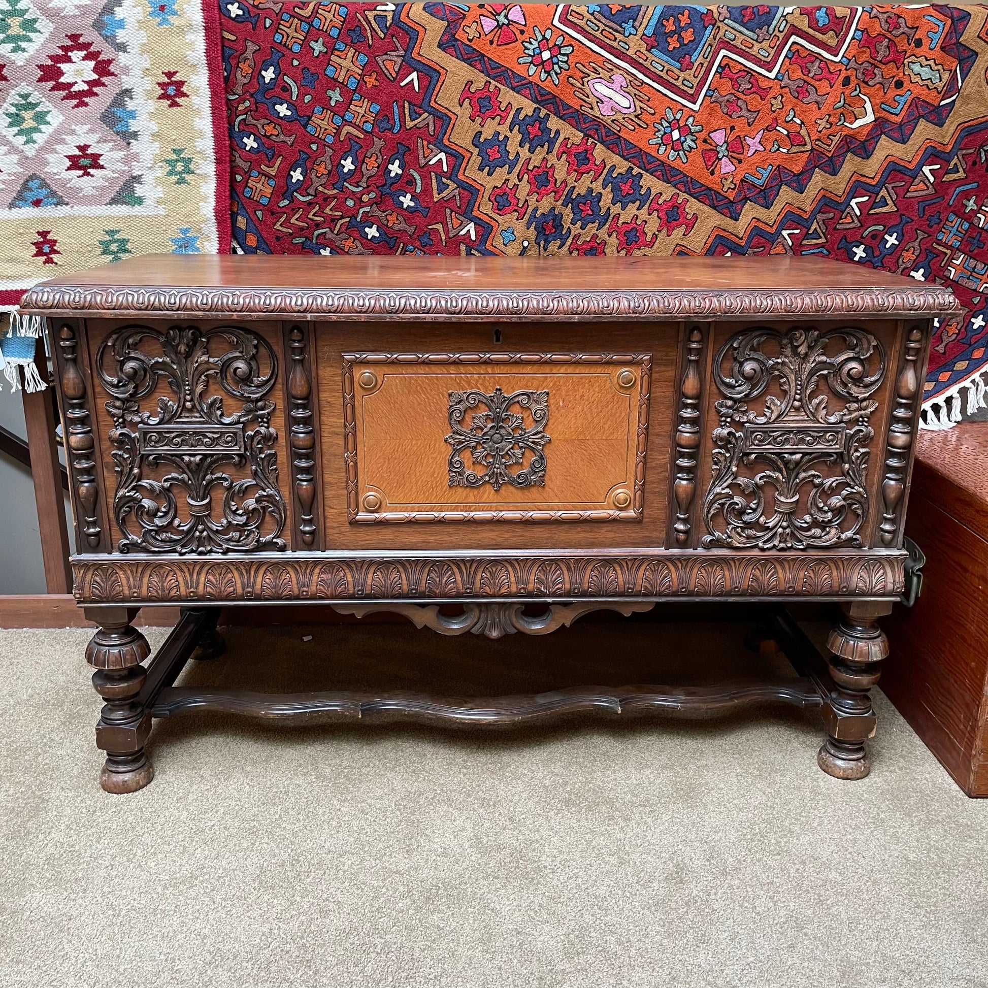 Cedar-Lined Intricately Carved Chest C CABINETS