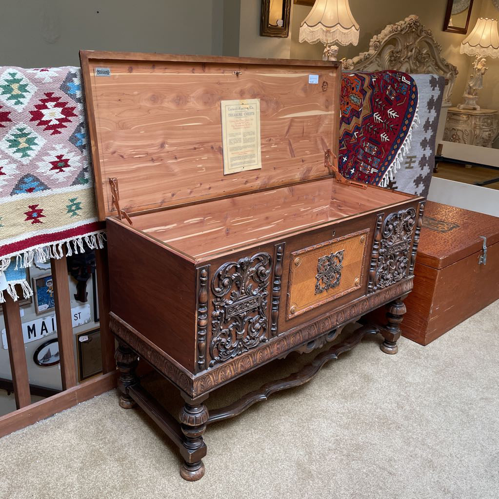 Cedar-Lined Intricately Carved Chest C CABINETS