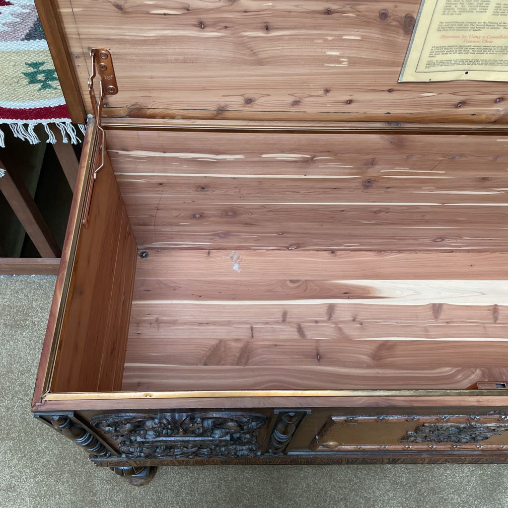 Cedar-Lined Intricately Carved Chest C CABINETS