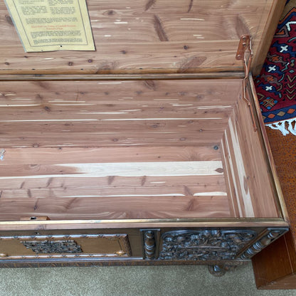 Cedar-Lined Intricately Carved Chest C CABINETS