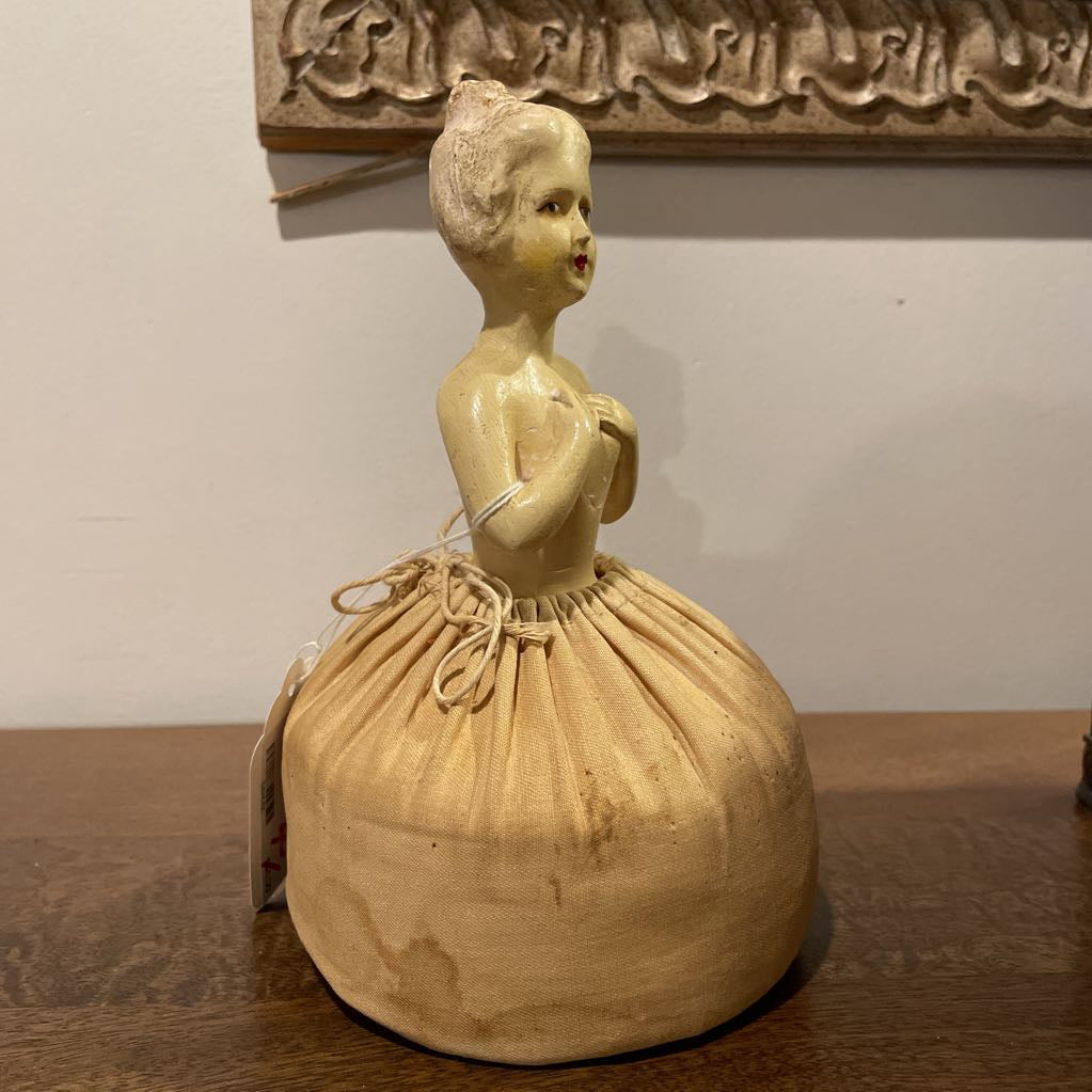 1920's Chalkware Doll Pincushion w/ Sawdust Fill UNIQUE FINDS