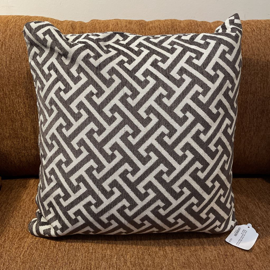 Urban Chic Down Filled Cream & Brown Geometric Square Accent Pillow U PILLOWS